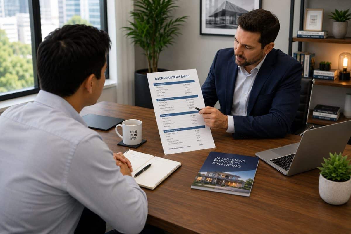 Investor reviewing a DSCR loan term sheet to understand loan terms, DSCR calculations, and financing options for a U.S. rental property